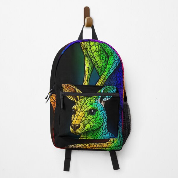 Item preview, Rainbow Tribal Kangaroo on Black Background designed and sold by Karszul.