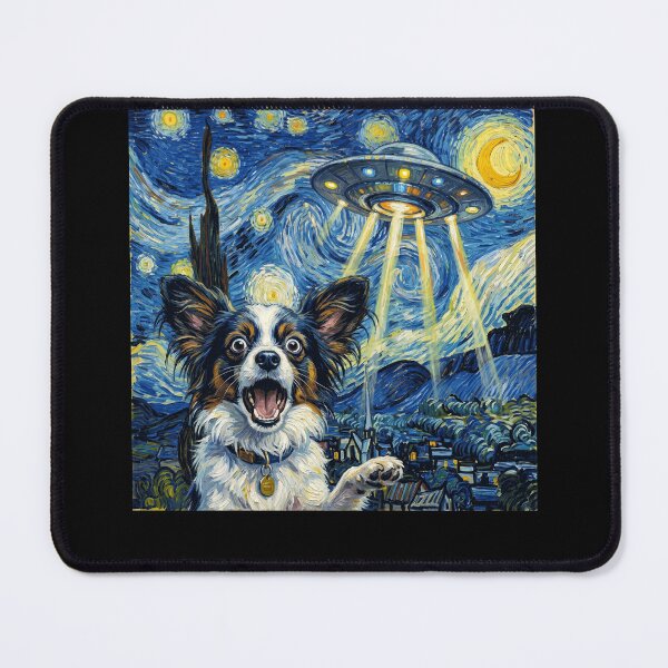 Item preview, Papillon Starry Night UFO Van Gogh Art Dog Selfie Lover designed and sold by Kimberley King Art King Art.