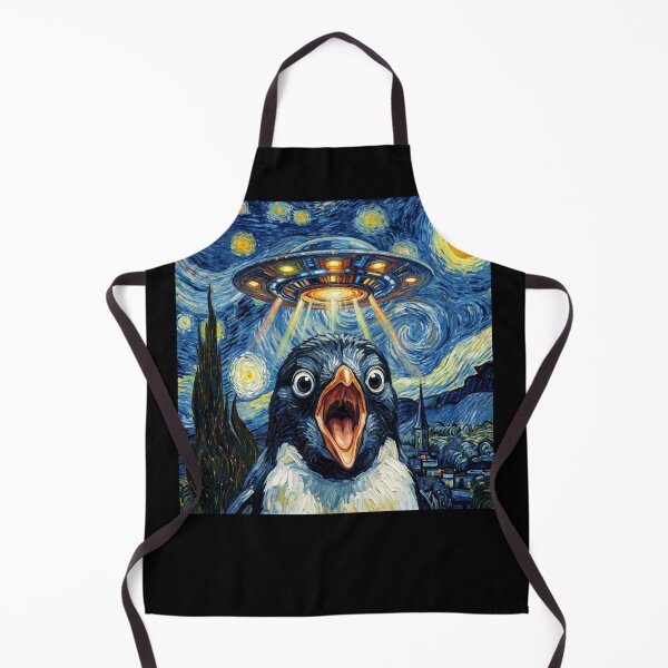 Item preview, Penguin Starry Night UFO Van Gogh Art Animal Selfie Lover designed and sold by Kimberley King Art King Art.