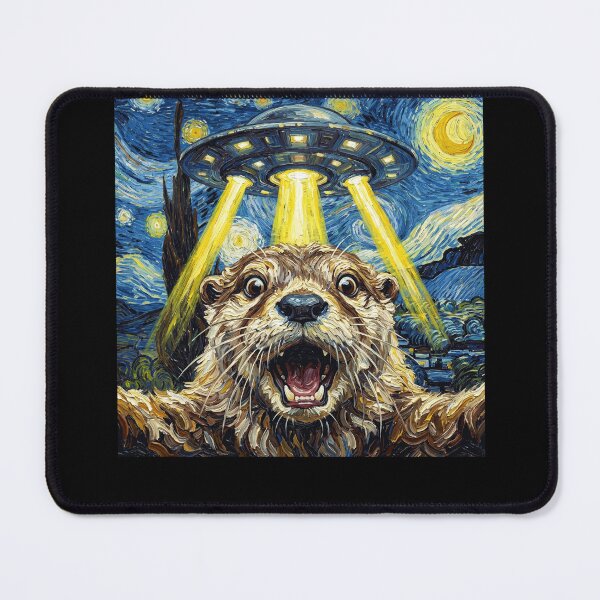 Item preview, Otter Starry Night UFO Van Gogh Art Animal Selfie Lover designed and sold by Kimberley King Art  King Art.