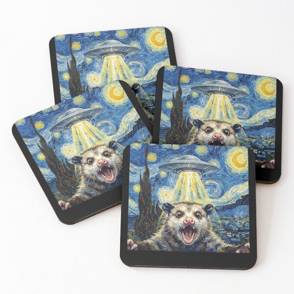 Item preview, Opossum Starry Night UFO Van Gogh Art Animal Selfie Lover designed and sold by Kimberley King Art  King Art.