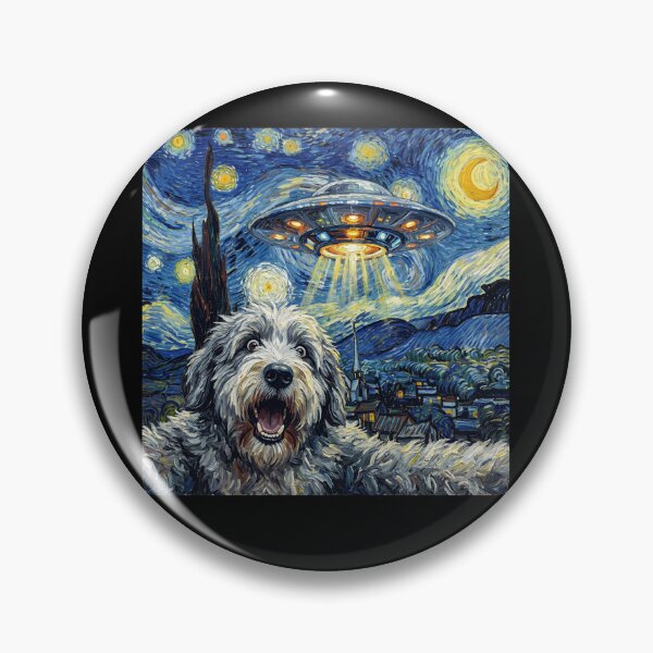 Item preview, Old English Sheepdog Starry Night UFO Van Gogh Art Dog Selfie Lover designed and sold by Kimberley King Art  King Art.