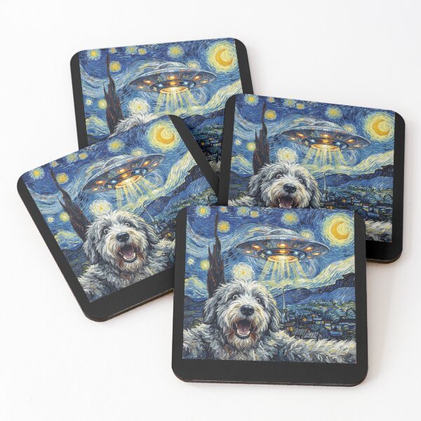 Item preview, Old English Sheepdog Starry Night UFO Van Gogh Art Dog Selfie Lover designed and sold by Kimberley King Art  King Art.