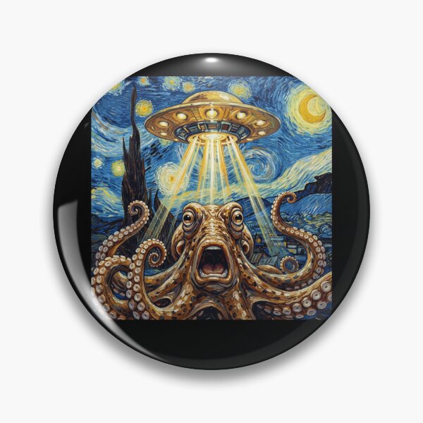 Item preview, Octopus Starry Night UFO Van Gogh Art Animal Selfie Lover designed and sold by Kimberley King Art  King Art.