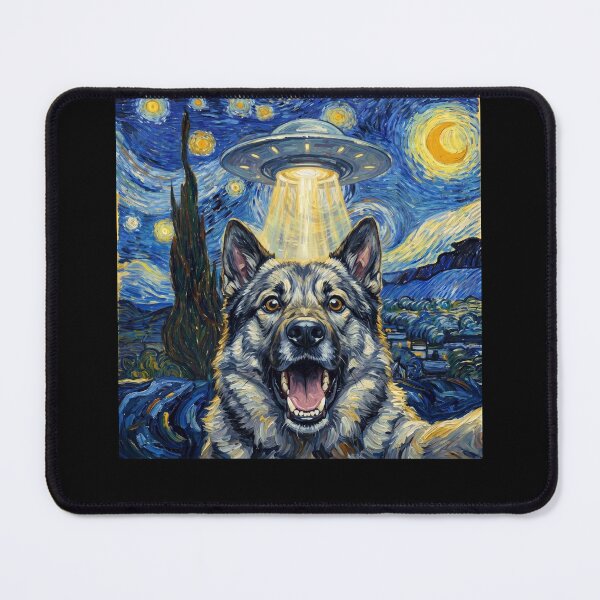 Item preview, Norwegian Elkhound Starry Night UFO Van Gogh Art Dog Selfie Lover designed and sold by Kimberley King Art King Art.