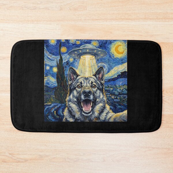 Item preview, Norwegian Elkhound Starry Night UFO Van Gogh Art Dog Selfie Lover designed and sold by Kimberley King Art  King Art.