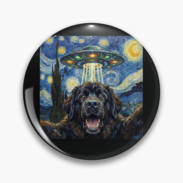 Item preview, Newfoundland Starry Night UFO Van Gogh Art Dog Selfie Lover designed and sold by Kimberley King Art  King Art.