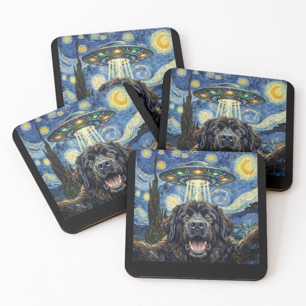 Item preview, Newfoundland Starry Night UFO Van Gogh Art Dog Selfie Lover designed and sold by Kimberley King Art  King Art.