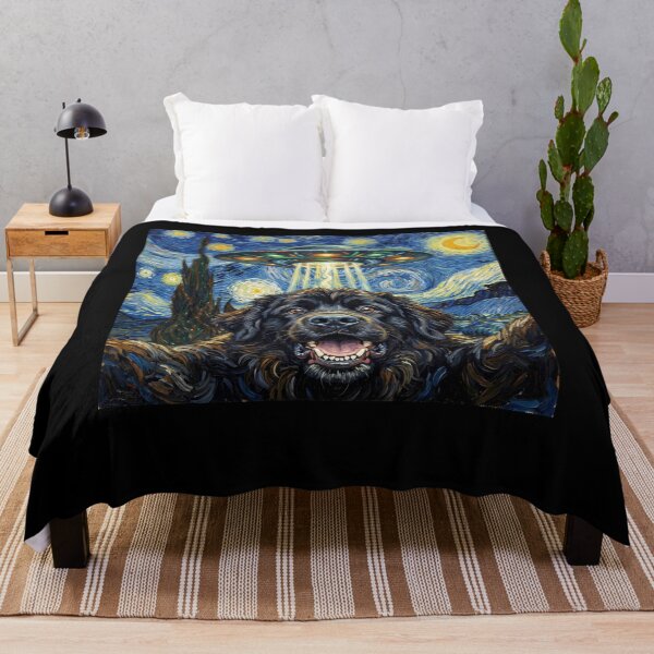 Item preview, Newfoundland Starry Night UFO Van Gogh Art Dog Selfie Lover designed and sold by Kimberley King Art King Art.