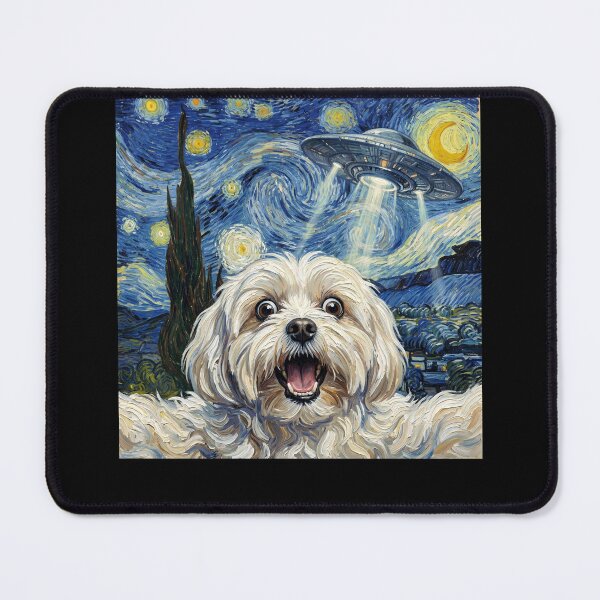 Item preview, Maltese Starry Night UFO Van Gogh Art Dog Selfie Lover designed and sold by Kimberley King Art King Art.