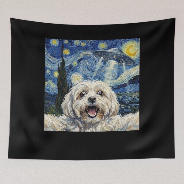 Item preview, Maltese Starry Night UFO Van Gogh Art Dog Selfie Lover designed and sold by Kimberley King Art  King Art.