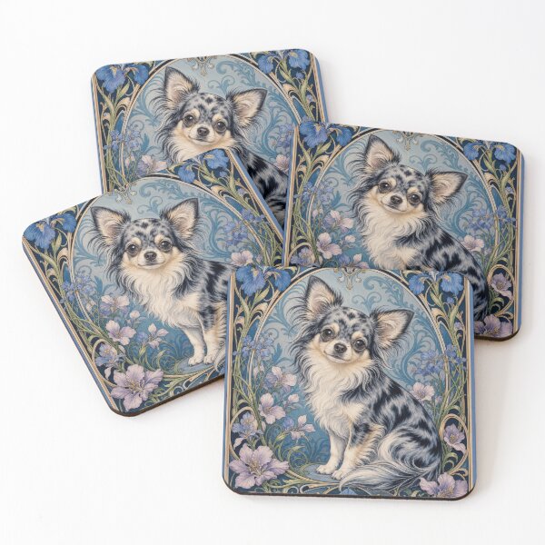 Item preview, Blue Merle Chihuahua Art Nouveau Style designed and sold by AntiqueImages.