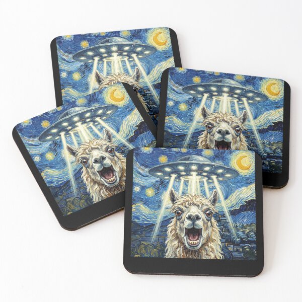 Item preview, Llama Starry Night UFO Van Gogh Art Animal Selfie Lover designed and sold by Kimberley King Art  King Art.