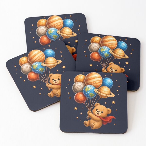 Item preview, Cute Kawaii Bear Flying with Planet Balloons designed and sold by Seculinator.