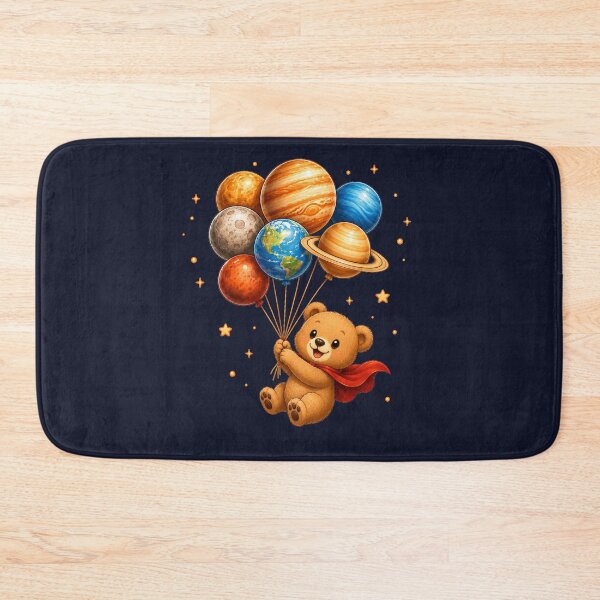 Item preview, Cute Kawaii Bear Flying with Planet Balloons designed and sold by Seculinator.