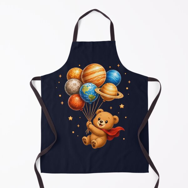 Item preview, Cute Kawaii Bear Flying with Planet Balloons designed and sold by Seculinator.
