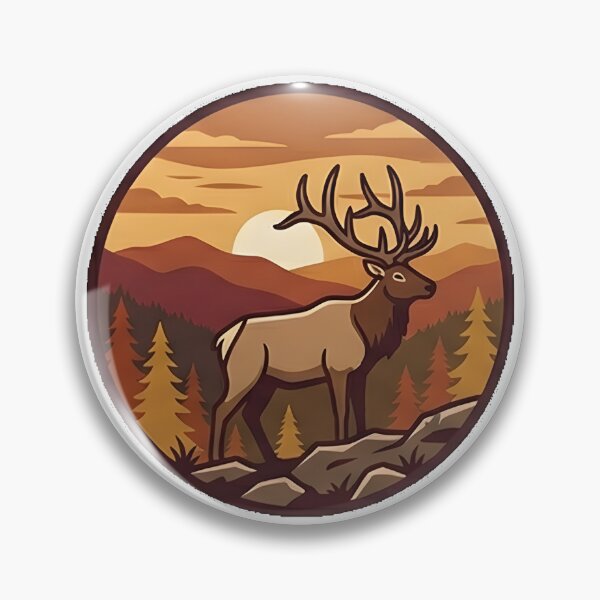 Item preview, Majestic Elk on Mountain Ridge Smoky Mountains Wildlife Art Minimalist designed and sold by Yellowriversss.