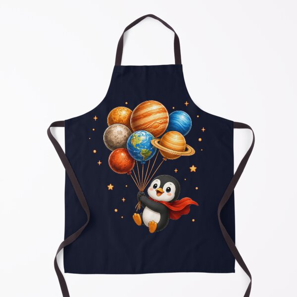 Item preview, Cute Kawaii Penguin Flying with Planet Balloons designed and sold by Seculinator.