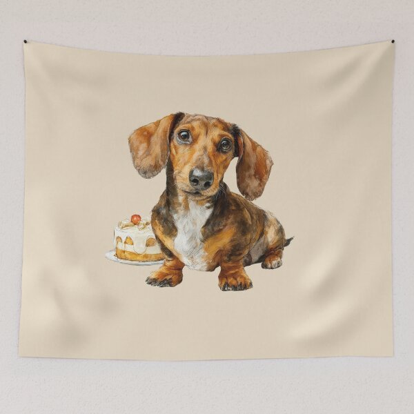 Item preview, Dachshund Puppy with Birthday Cake designed and sold by Erika Kaisersot.