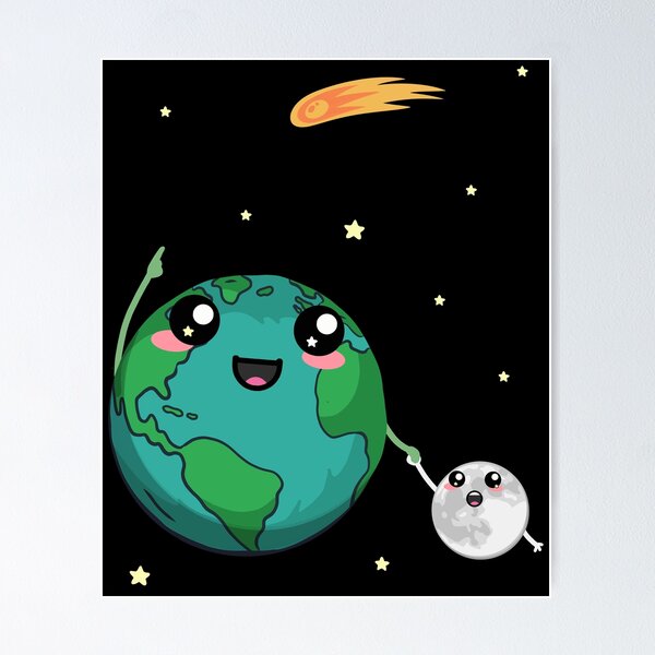 Item preview, Kawaii Earth Moon Comet Space Stars Planet designed and sold by marke770.