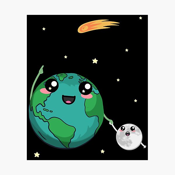 Item preview, Kawaii Earth Moon Comet Space Stars Planet designed and sold by marke770.