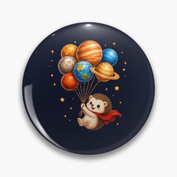 Item preview, Cute Kawaii Hedgehog Flying with Planet Balloons designed and sold by Seculinator.