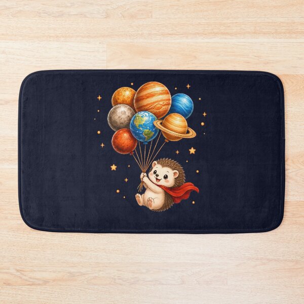 Item preview, Cute Kawaii Hedgehog Flying with Planet Balloons designed and sold by Seculinator.