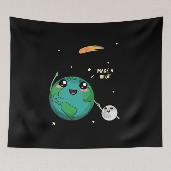 Item preview, Kawaii Earth Moon Make a Wish Comet Space Design designed and sold by marke770.