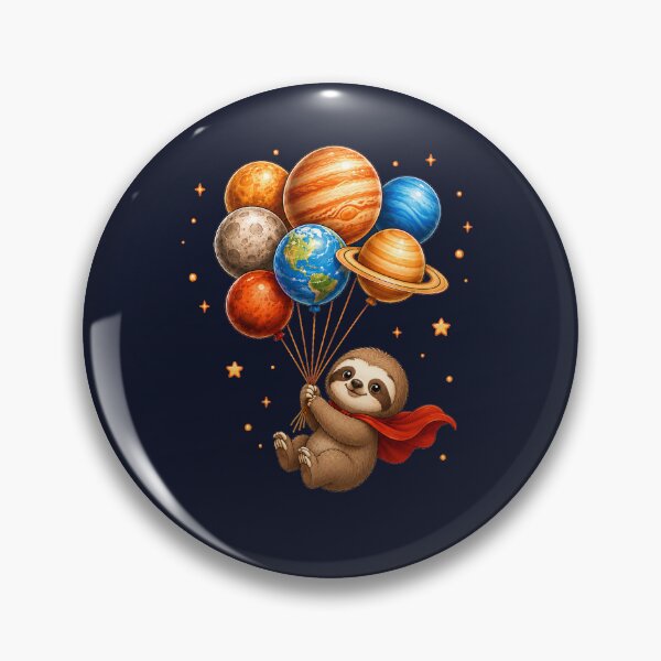 Item preview, Cute Kawaii Sloth Flying with Planet Balloons designed and sold by Seculinator.
