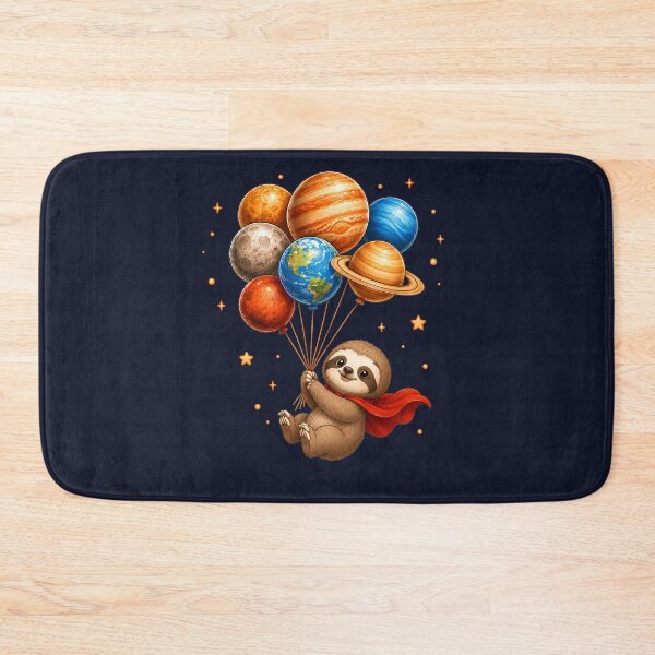 Item preview, Cute Kawaii Sloth Flying with Planet Balloons designed and sold by Seculinator.