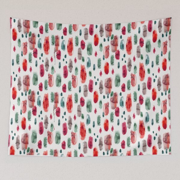 Item preview, Watercolor Brush Strokes Seamless Pattern – Red Green Boho Abstract Paint Print designed and sold by 555Design.