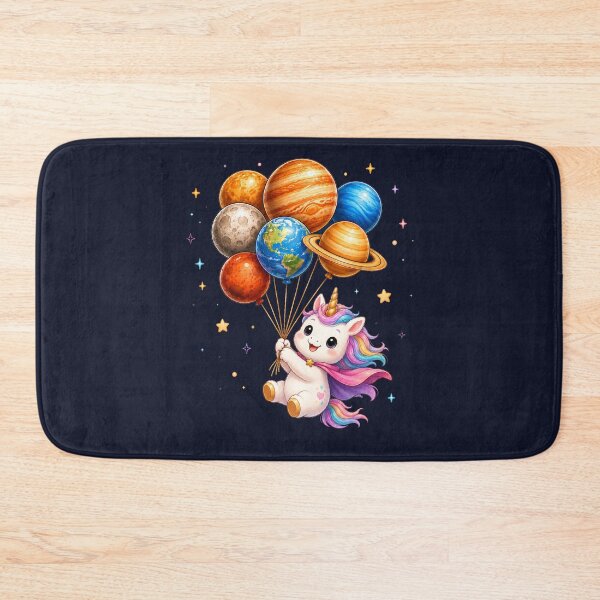 Item preview, Cute Kawaii Unicorn Flying with Planet Balloons designed and sold by Seculinator.