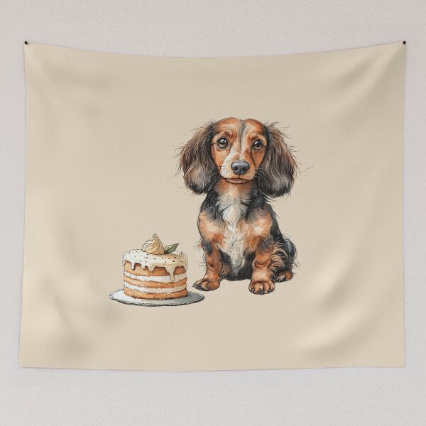 Item preview, Birthday Cake and Dachshund Puppy designed and sold by Erika Kaisersot.