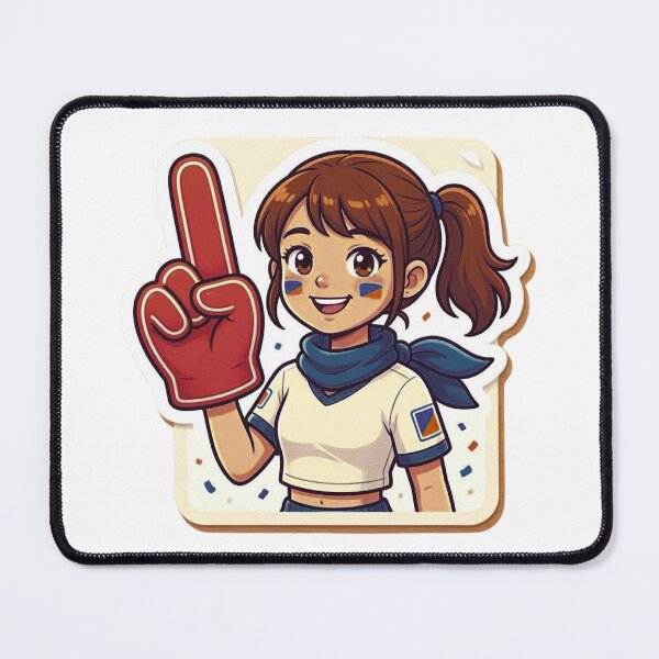Item preview, Cute Football Fan Girl Sticker | Soccer Supporter Foam Finger Cartoon designed and sold by Pandey14.