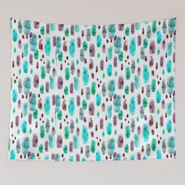 Item preview, Watercolor Brush Strokes Seamless Pattern – Teal Purple Brown Boho Abstract Print designed and sold by 555Design.