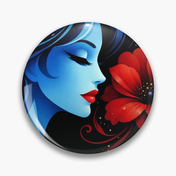 Item preview, Blue profile, red flower designed and sold by Sigtrix.