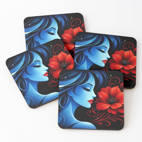 Item preview, Blue profile, red flower designed and sold by Sigtrix.