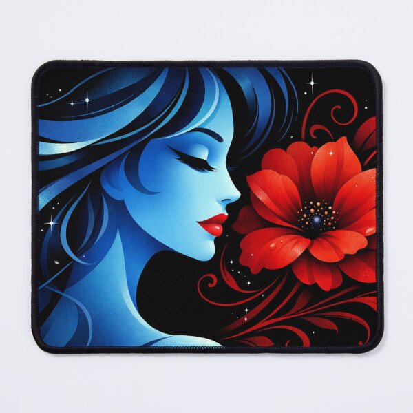 Item preview, Blue profile, red flower designed and sold by Sigtrix.