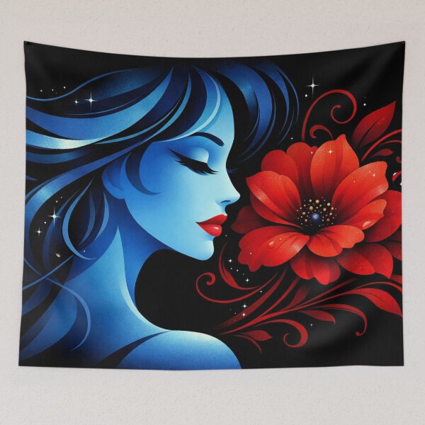 Item preview, Blue profile, red flower designed and sold by Sigtrix.