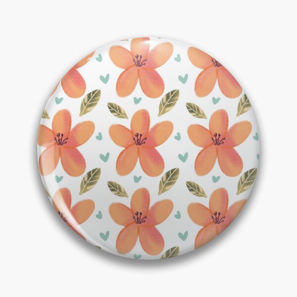 Item preview, Orange Floral Pattern with Hearts – Cute Retro Flower Design designed and sold by My Gluten Free Life UK.