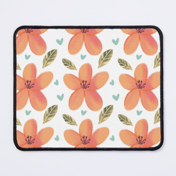 Item preview, Orange Floral Pattern with Hearts – Cute Retro Flower Design designed and sold by My Gluten Free Life UK.
