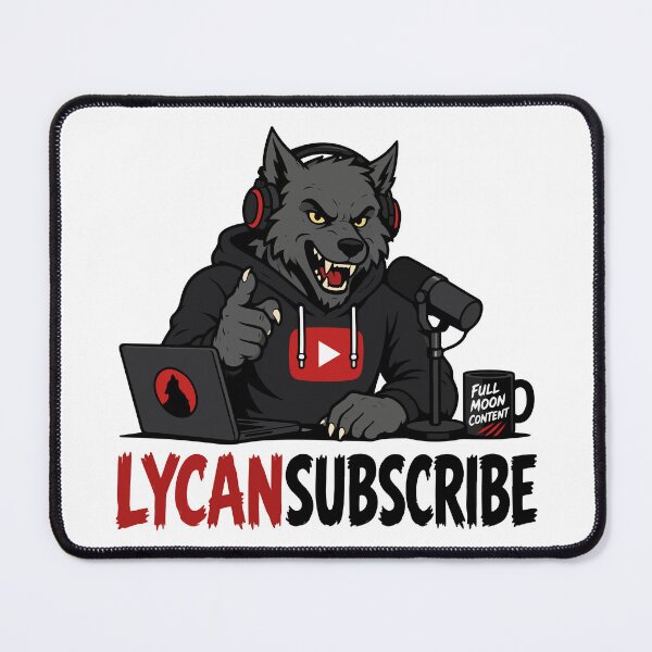 Item preview, LYCANSUBSCRIBE! | Werewolf Podcaster/YouTuber Like and Subscribe Pun Halloween Print designed and sold by ShirtRemarks.