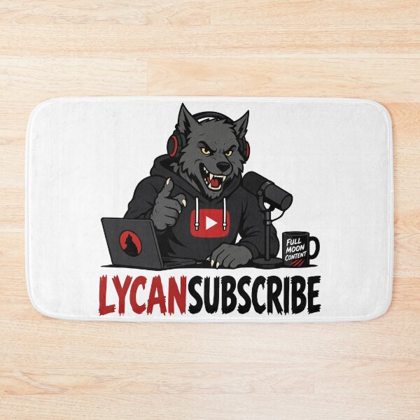 Item preview, LYCANSUBSCRIBE! | Werewolf Podcaster/YouTuber Like and Subscribe Pun Halloween Print designed and sold by ShirtRemarks.