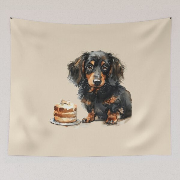 Item preview, Sweet Dachshund with Birthday Treat designed and sold by Erika Kaisersot.
