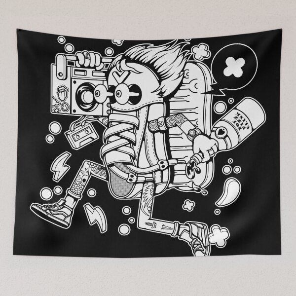 Item preview, Cartoon Sneaker Character Holding Boombox Radio designed and sold by Lexkon Liu's art.
