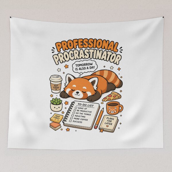Item preview, Cute Red Panda Professional Procrastinator Funny Lazy Shirt — Tomorrow Is Also A Day Kawaii Humor Gift Tee designed and sold by MaynyStudio.