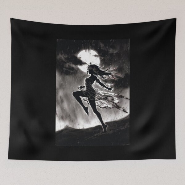 Item preview, Moonlight Dance in the Rain, Anime Silhouette designed and sold by Amber Sky Creations.