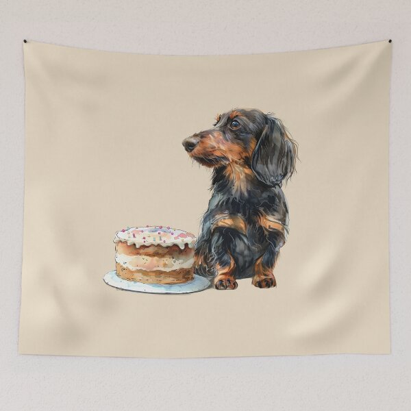 Item preview, Celebration Dachshund with Cake designed and sold by Erika Kaisersot.
