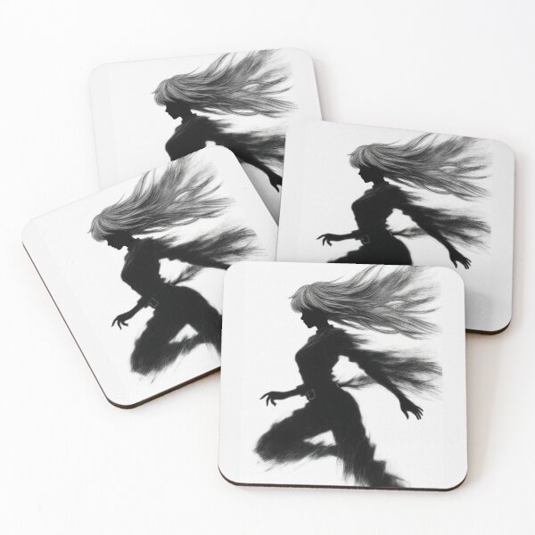 Item preview, Running Silhouette, Anime Girl in Black and White designed and sold by Amber Sky Creations.
