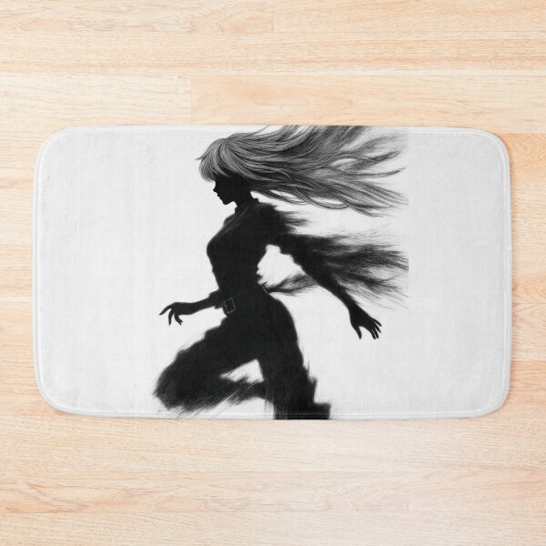 Item preview, Running Silhouette, Anime Girl in Black and White designed and sold by Amber Sky Creations.